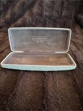 COACH White Eyewear Case with Brown Interior Suede